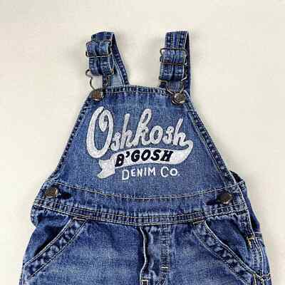 OshKosh B'Gosh Overalls Baby 18M Months Blue Denim Vestbak Dark