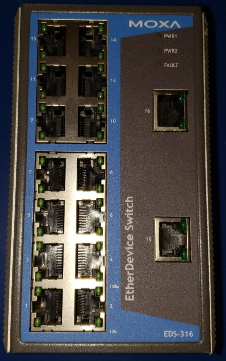 MOXA EDS-316 Rev 2.0 ETHERNET DEVICE SWITCH 16Port Used