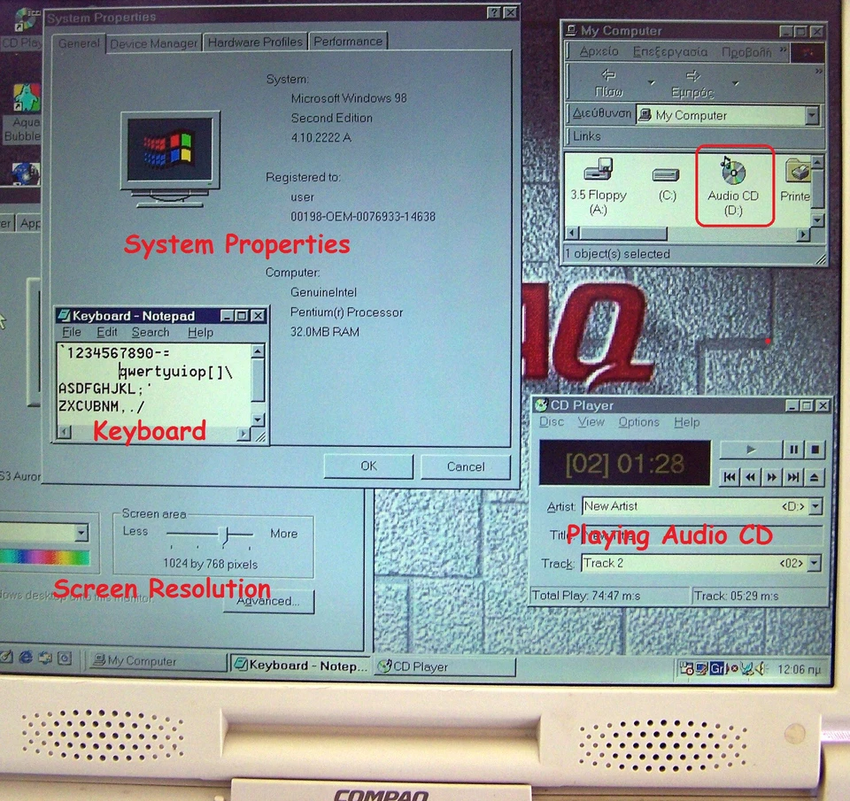 Vtg 1997 Compaq Armada 7792 Intel P2 Win-98 Serial Parallel-ΝΟ 1700 ibm dos e500 - Image 4 of 4