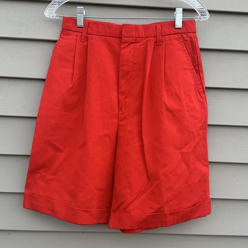 Vintage red Trouser shorts Jorts pleats High Waist 26”