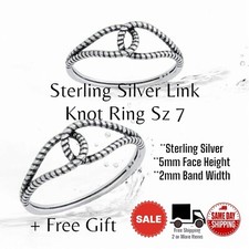 Sterling Silver 925 Link Knot Rope Ring Band Sz 7 - Special  FREE GIFT