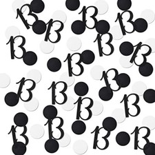 Black Glitter 13 Confetti 13th Birthday Number Confetti 200pcs Anniversary Pa...