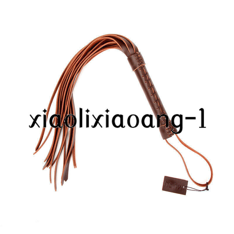 Brown Handmade Real Leather Whip Flogger Handle Restraint Couples Foreplay Game