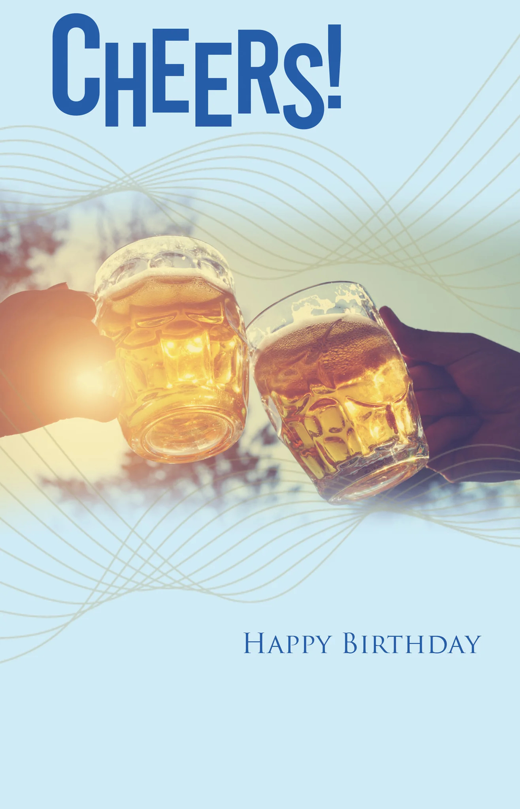 Cheers Happy Birthday Card - Open - Male - Foil - Cherry Orchard - 5.3"" x 8.2""