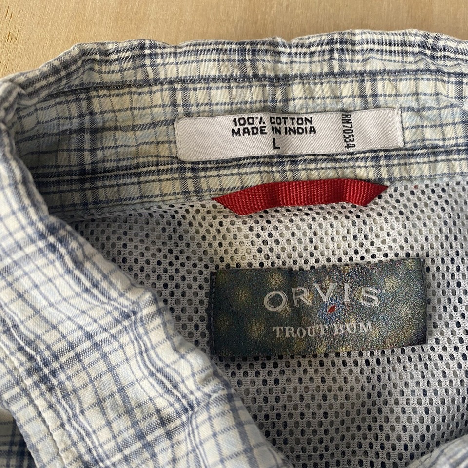 Orvis Trout Bum Mens Large Vented Fishing Shirt Long Sleeve Button Up