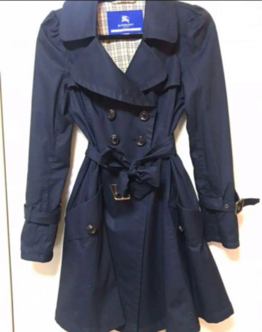 Burberry　バーバリー　コート　レディース　38　ネイビー　秋冬 Burberry Blue Label trench coat Woman's Navy cotton Asian