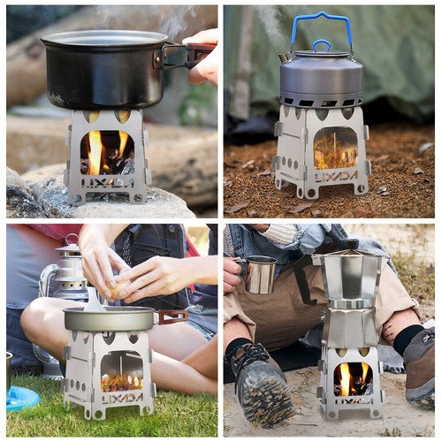 Lixada Estufa de Camping Exterior Plegable Acero Inoxidable Estufa de Madera/Alcohol J0V2 - Imagen 10 de 12