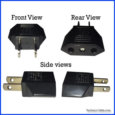 TECHNICS1200S.COM Technics SL 1200 1210 Turntable 2 Pin Plug Adapter European to USA North America