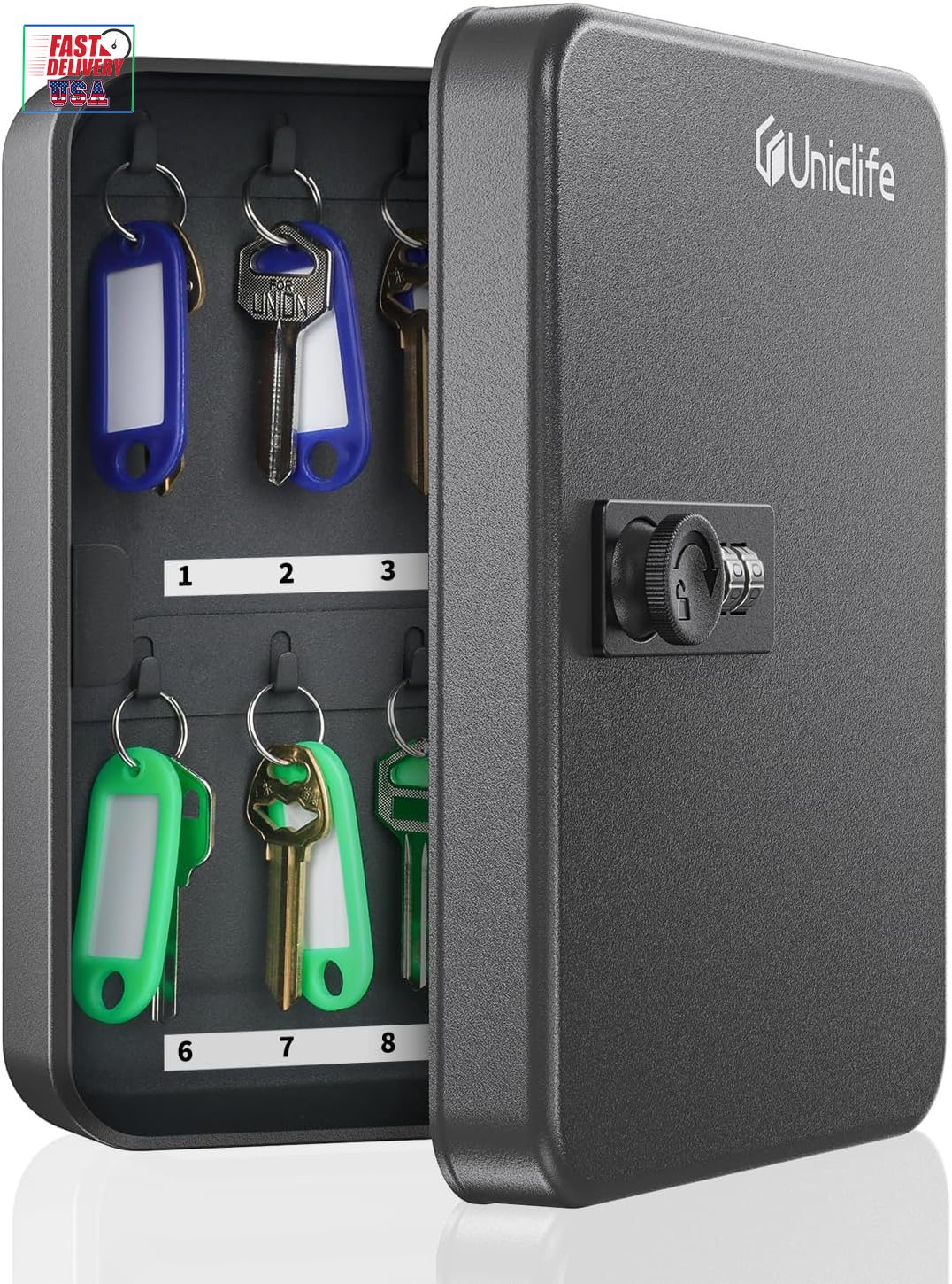 20 Position Key Cabinet with Combination Lock Resettable Black Digital Security