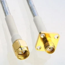 SMA F/M 4hole-Flange RG402 .141" RF Semi-Flexible Tinned extension Jumper 4~40"