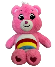 2021 Care Bears PINK CHEER BEAR Rainbow 13" Plush Stuffed Animal Basic Fun!