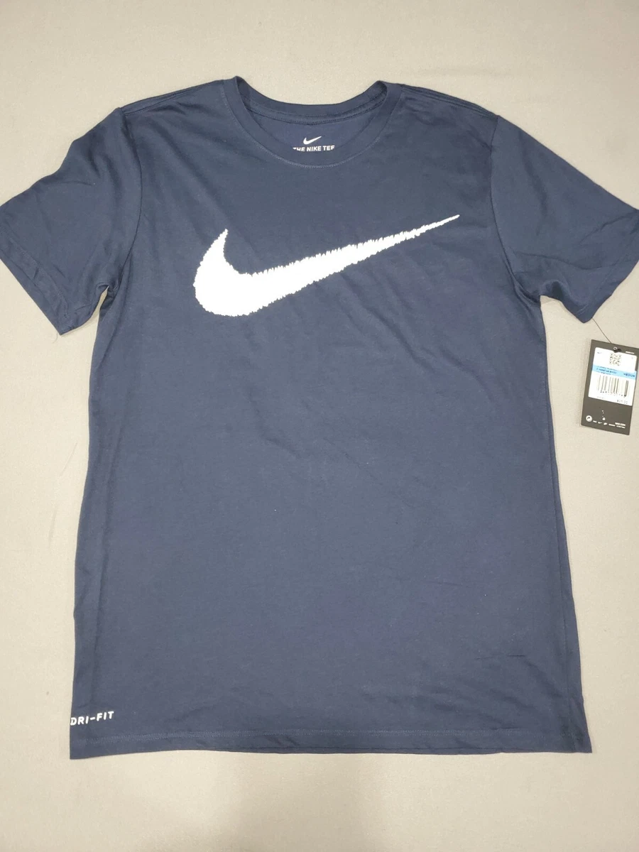 NIKE T-SHIRT SWOOSH NAVY BLUE DRI-FIT MENS MEDIUM DC8461 419 | eBay