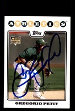 Signed Baseball Card Auto Gregorio Petit 2008 Topps #UH267 Oakland A's