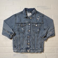 Denim Jacket Youth Size 7 Blue Relaxed Fit Di...