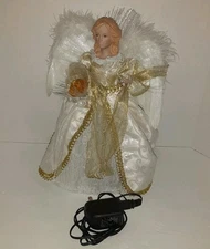 Vtg Fiber Optic Color Change Angel Christmas Table Top Tree Topper 12” 1990’s