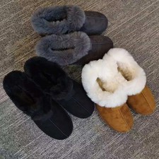 Women Full Slippers Faux Fur Winter Fluffy Boots Suede Warm Shoes For Ladies