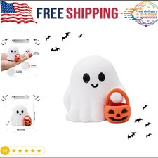 Halloween Ghost Figurine with Pumpkin, Cute Spooky Tabletop Decor for Home