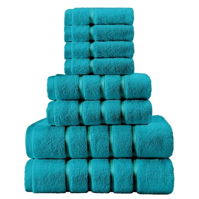 GAVENO CAVAILIA® 100% Egyptian Cotton Teal 8pc Boston Towel Bale Set Super Soft Absorbent Towels