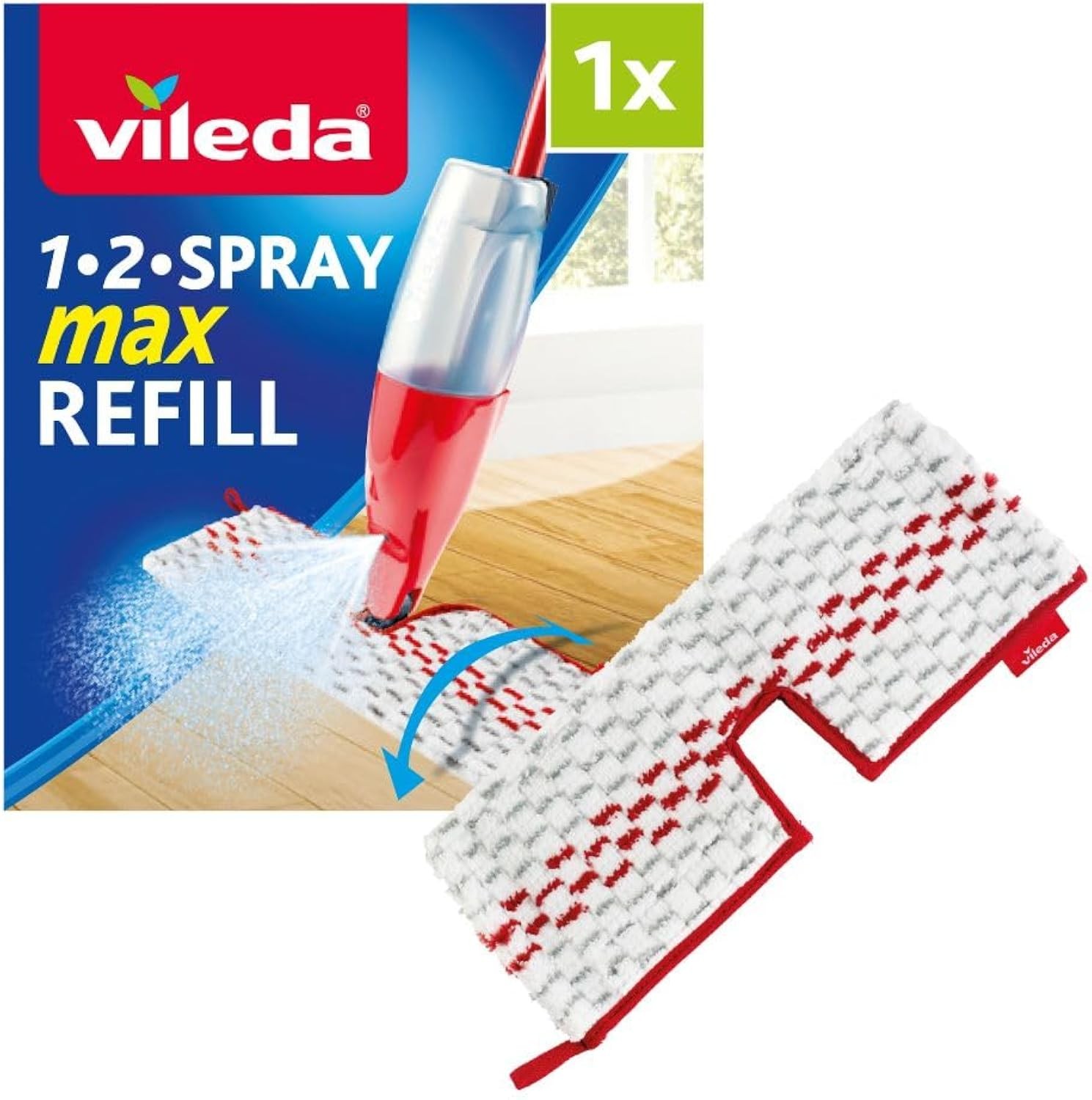 Vileda 1-2 Spray Max Mop Refill, 1 Pack - Double-Sided Microfibre Head | Genuine Vileda Mop Head Replacements, Wet & Dry Cleaning, Machine Washable, Suitable for Hard Sealed Floors - Image 4