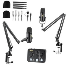 Podcast Equipment Bundle for 2, Audio Mixer with Dynamic Microphone and POD-2
