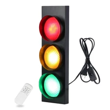 Traffic Light Wall Lamp, Retro Style Traffic LED Lamp with Remote Control, Fu...