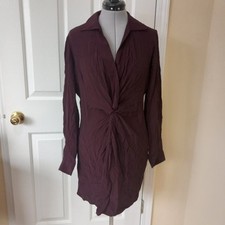 NWT! LOFT Women's Burgundy V Neck Casual Career Preppy Dress Viscose Size 8