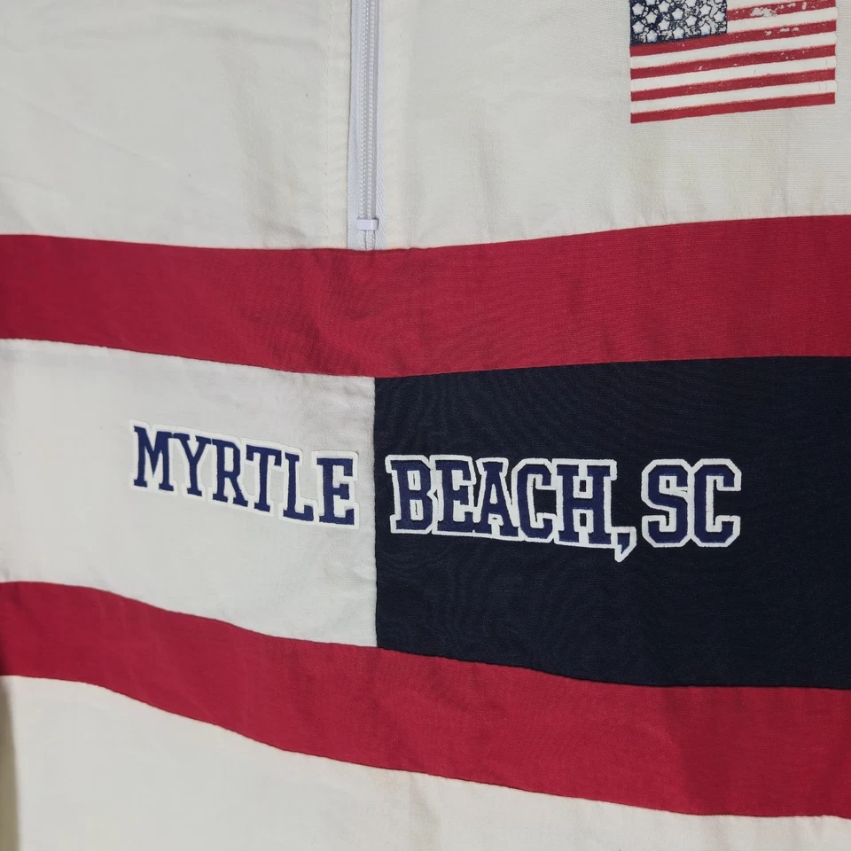 Chaqueta cortavientos ligera estilo surf vintage años 80 bandera americana Myrtle Beach Foto 2 de 4