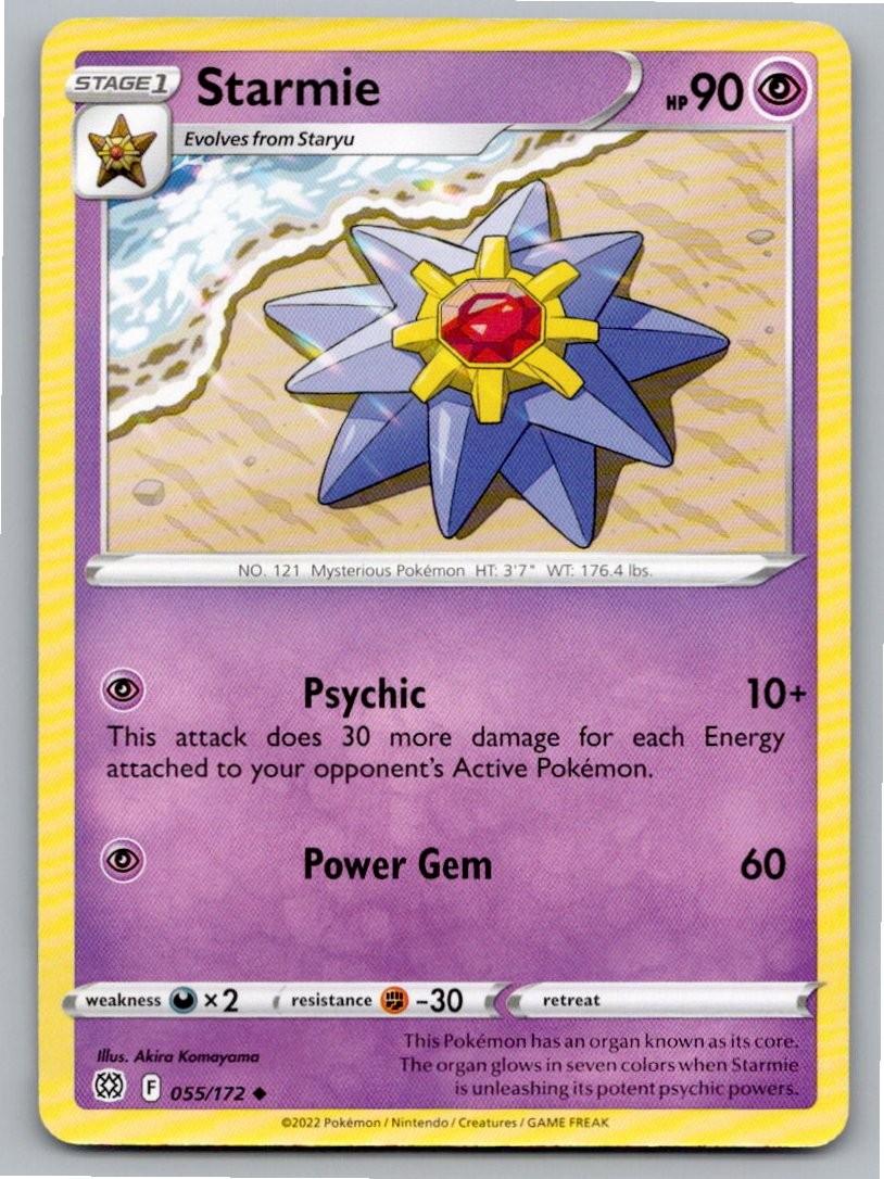 2022 POKEMON STARMIE BRILLIANT STARS 055/172 UC NM A91690 FREE S&H