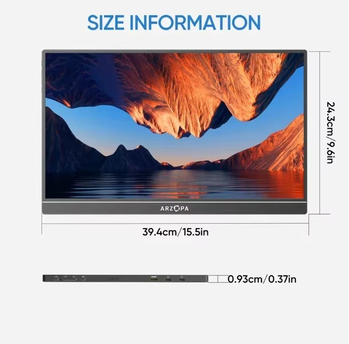 ARZOPA Portable 17.3" FHD Monitor Second Screen IPS 1920*1080 Type-C Display UK - Image 2 of 4