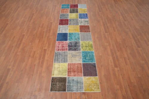 Modern Patchwork Rug Runner 3x10 Handmade Turkish Carpet with Unique Design - Picture 2 of 8