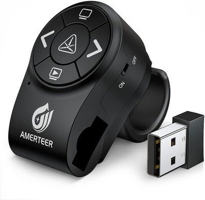 AMERTEER Wireless Presentation clicker for PowerPoint RF, Black 