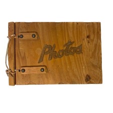 Rustic Carved Wood 30s to 40s vintage Photo Album Cover Only