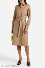 NILI LOTAN Agatha Cotton-Twill Midi Shirt Dress Natural Size Large