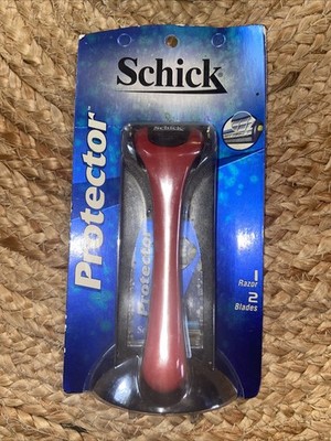 1997 Schick Protector Razor Shaver Red Handle 2 Refill Blades Germany NEW