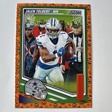 Panini 2025 Score Jalen Tolbert #104 Dallas Cowboys Pumpkin Parallel NFL Card