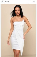 Lulu’s Queen of the City White Strapless Bodycon Dress Size Medium NWT
