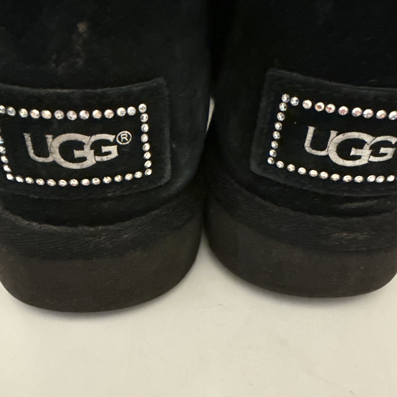 UGG BAILEY Button Bling Black Suede Shearling Sho… - image 5