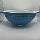 Vintage PYREX Snowflake Blue Garland Cinderella Mixing Bowl #444