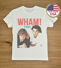VTG 1984 WHAM George Michael Andrew Ridgeley Shirt Full Size WHITE B7835