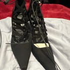 Stuart Weitzman Black Suede Strappy Lace-Up Pointed Toe Stiletto Heels 9B — photo 4