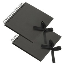 Scrapbook Photo Albums, 8x8 Inch 80 Pages Ribbon, Black, 2 Pcs