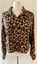 Vintage Animal Print Leopard Medium Size Cute Flow Long Sleeve Blouse