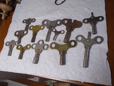 Lot of 12-Vintage-Clock Winding Keys-Mixed Sizes. #B194