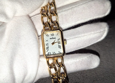 RIVAGE Vintage Armbanduhr Rechteckig Goldfarbig Elegant Keine Punzierung