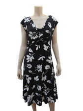 CHAPS Black White Cocktail Night Out Knee Length Dress L