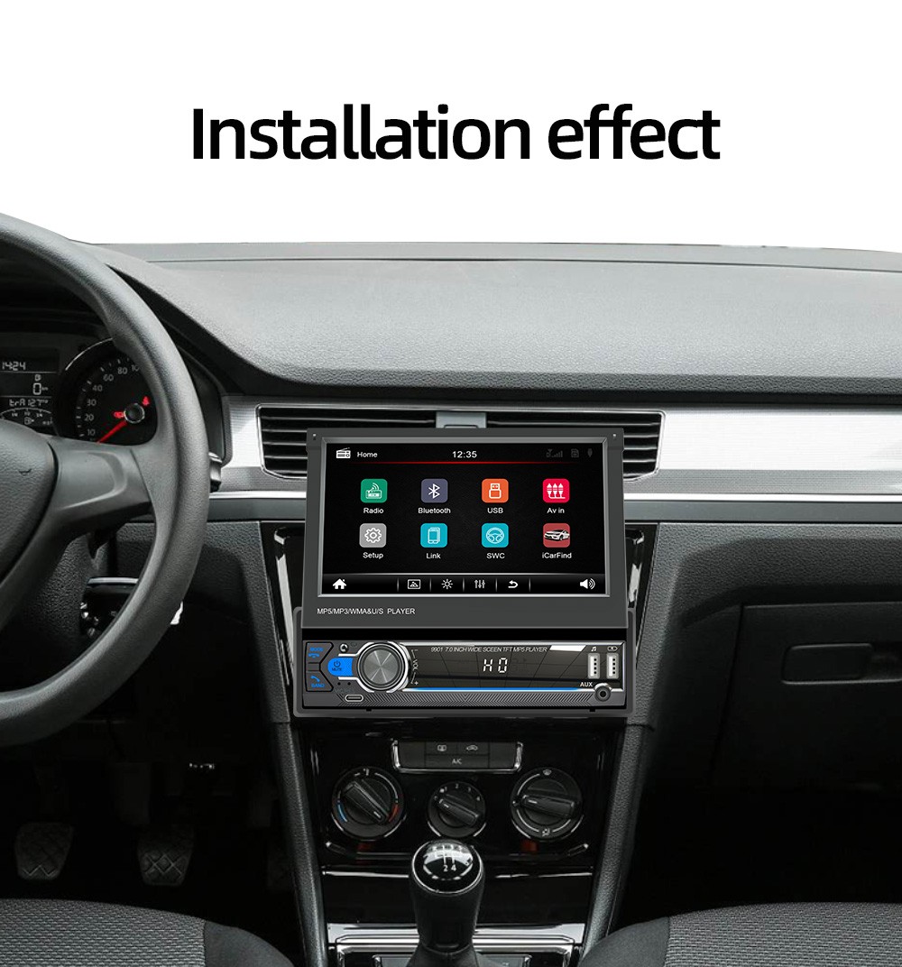 7" Single 1 DIN Flip out TouchScreen Car MP5 Stereo Radio Bluetooth with Carplay