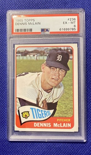 1965 Topps Baseball #236 Dennis McLain PSA 6 EX-Mint Detroit Tigers 61699785 - Foto 1 di 2