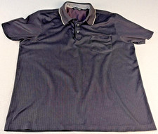 Vintage Pierre Cardin Men  s Black Ribbed Polo Gray Collar White Trim P Logo