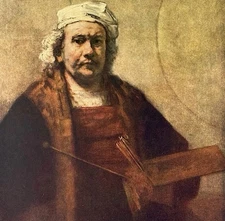 SELF-PORTRAIT, 1663 REMBRANDT Original Vintage Fine Art 1950’s Print USA Printed
