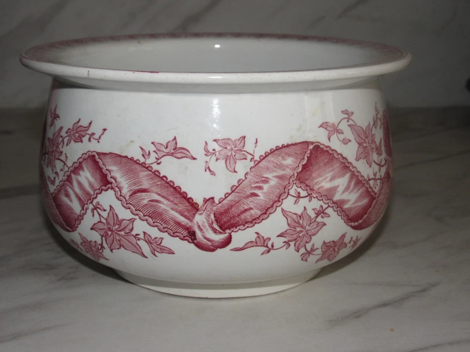 ANCIEN POT DE CHAMBRE EN FAÏENCE DE SARREGUEMINES ROSETTE U&Cie - Photo 3/4